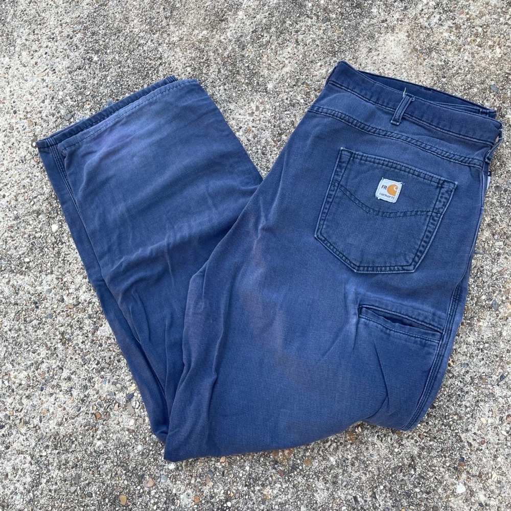 Carhartt FR Pants Mens Size 40 Navy Blue Original Straight Fit FRB159-DNY